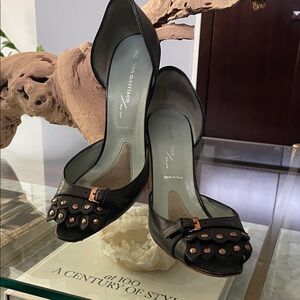 Sigerson Morrison Black Heels with Studded Accents | 8.5